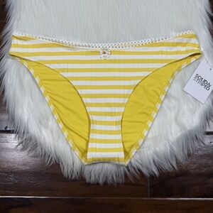 Solid & Striped Size Large Yellow Stripe Rib Daphne Swim Suit Bikini Bottom ONLY